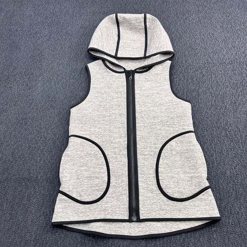 Lululemon Heathered Grey Hooded FullZip Vest Black Trim 6 Activewear Reversible