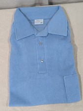 New Vintage 1980's JCPenney light blue terry cloth polo shirt mens XL beach boat