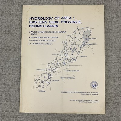 Hydrology Of Area 1 Eastern Coal Province, Pennsylvania Geological Survey w/Maps
