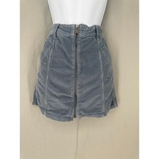 American Eagle Skirt Womens 6 Gray Blue Corduroy Mini Zip Boho Retro Bohemian