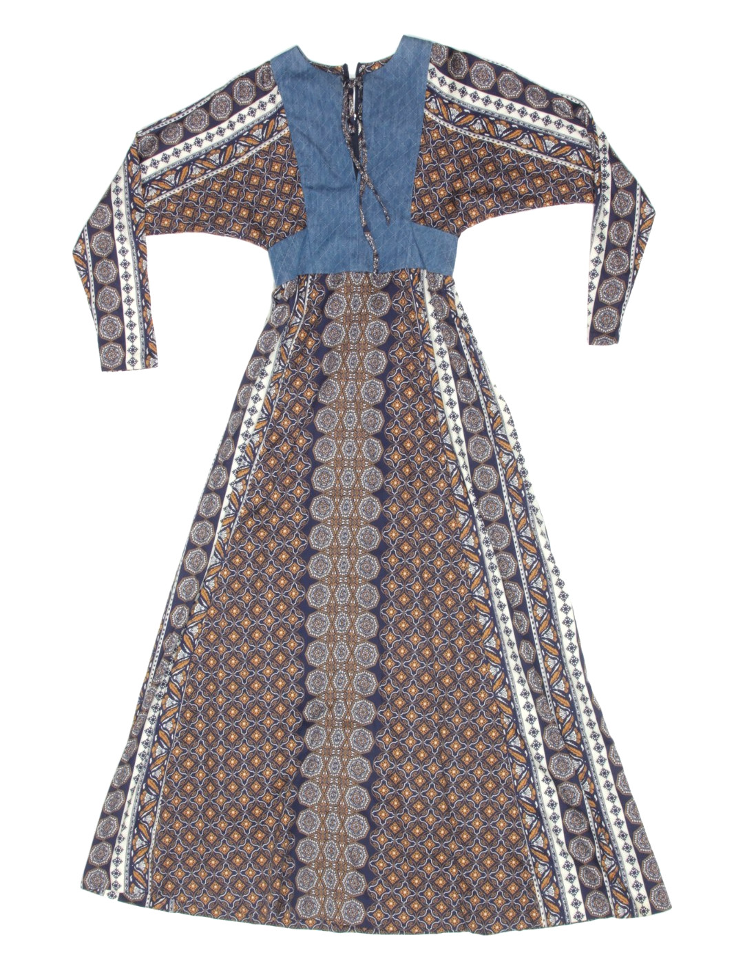 warm Patchwork Mix Blue Denim Floral Kimono Sleev… - image 3