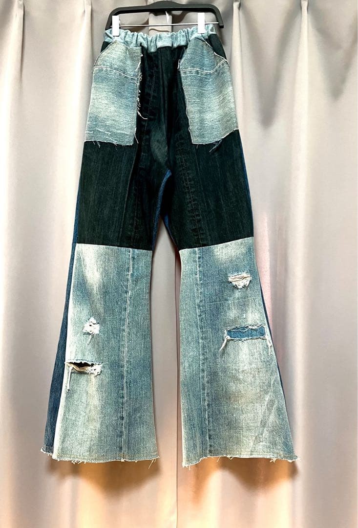 Maxi Length Reconstructed Remake Patchwork Wide D… - image 6