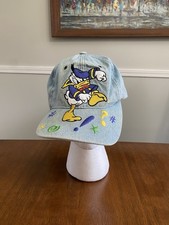 Vtg Angry Donald Duck Embroidered Goofy Hat Co. Faded 90s Denim Hat Cap