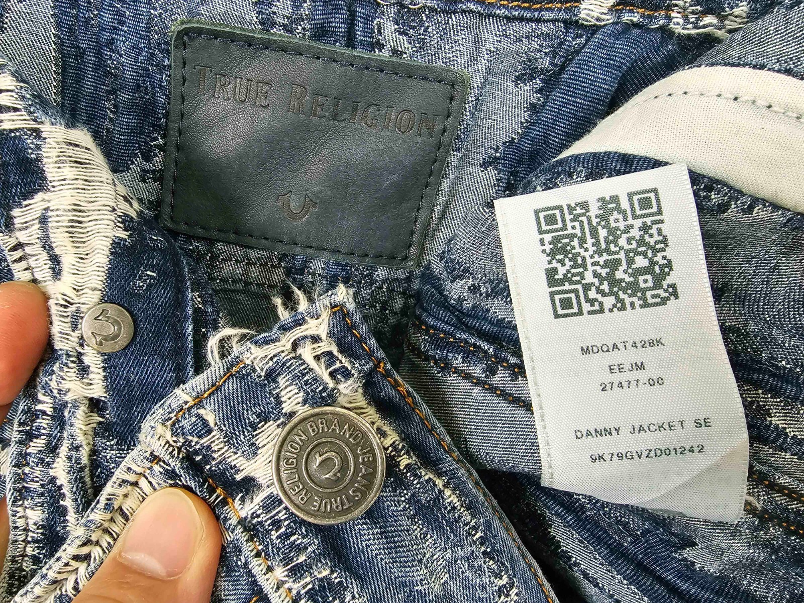 HOT Men's TRUE RELIGION DANNY STREET RIPPED DISTRESS 4 Pcks Denim JACKET Jeans M thumbnail 6