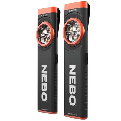 NEBO Slim Mini Pocket Light 2-Pack | Rechargeable, 250 Lumens, 2-Pack, Black 