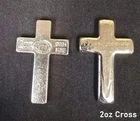 2oz YPS "Cross" 999+ fine silver bar "Yeager's Poured Silver"