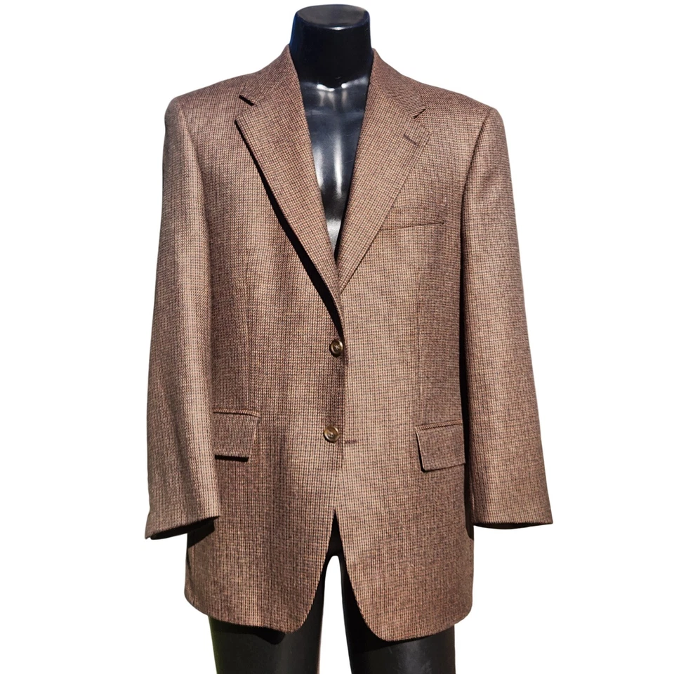 NEW 40 Chaps Ralph Lauren Blazer Brown Check Tweed Wool Sport Coat Houndstooth - Image 2 of 4