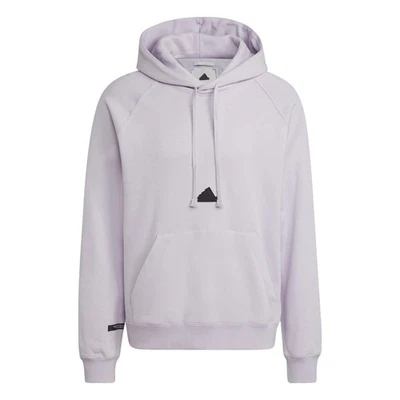 Adidas HERREN Fleece Kapuzenpullover Lila Bequem Lounge Retro Gym Training Feder - Bild 1 von 4