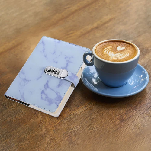 A5 Diary with Lock Journal with Lock Cute Leather Binder Refillable Paper Blue - Picture 6 of 7