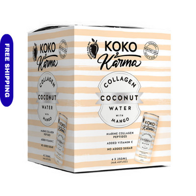 Koko & Karma Mango Coconut Water with Collagen 8.45 fl oz Cartons 4 Pack