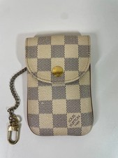 Good Auth LOUIS VUITTON N60026 Damier Azur Etui Telephonne MM Cell Phone Case LV