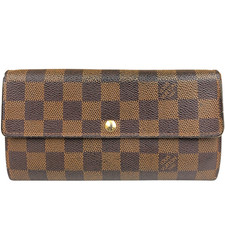 Auth Louis Vuitton Portefeuille Sarah NM2 Long Wallet Damier Ebene N61734 CA3087