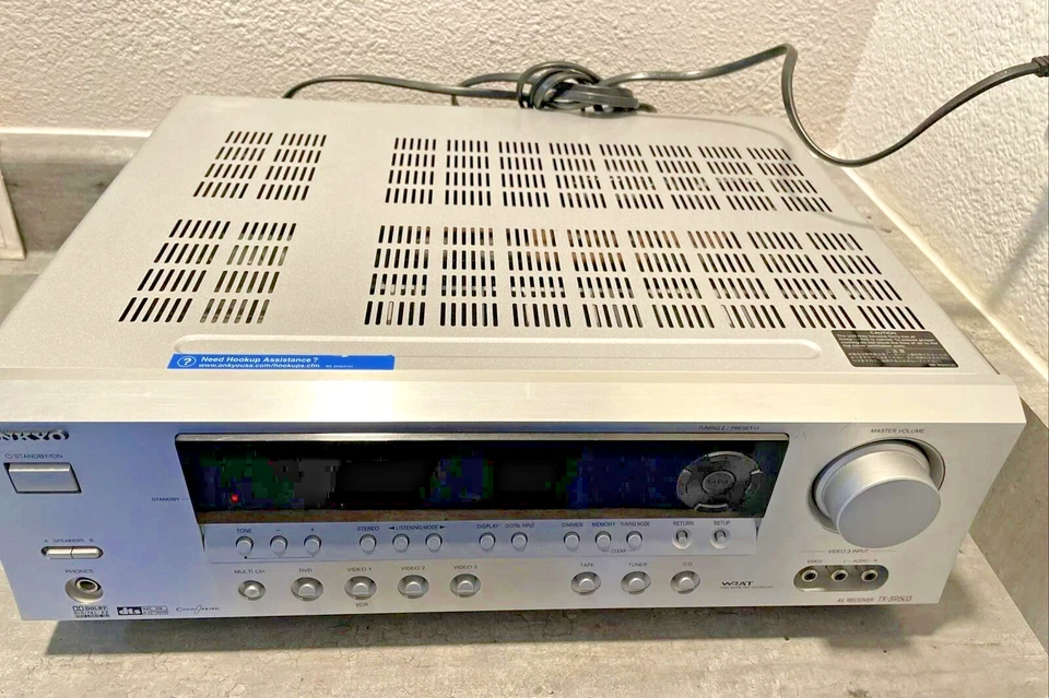 Onkyo TX-SR503 7.1 Channel AV Receiver Silver Home Theater For Parts Or Repair - Image 3 of 4
