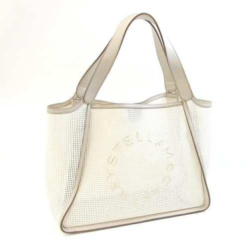 Stella McCartney Beige Off White Mesh Tote Bag 502793 Large Auth