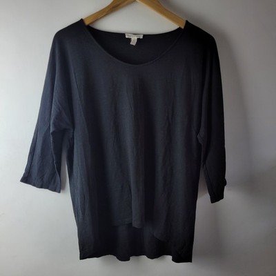 Eileen Fisher Damen Gr. S Schwarz Stretch 100% Bio Baumwolle Top Freizeit Smart