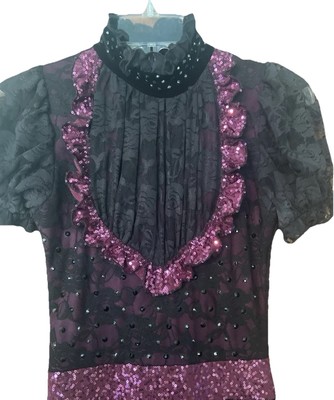 Medium Unitard Black burgundy, rhinestones, sequins, Rose Lace Velvet D.A. Desig