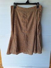 Pendleton Skirt Size 10 Brown White Polka Dot A-Line Midi 6.5" Zipper On Side