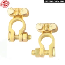 2PCS Positive & Negative Battery Terminal Connectors,Brass Battery Cable Ends