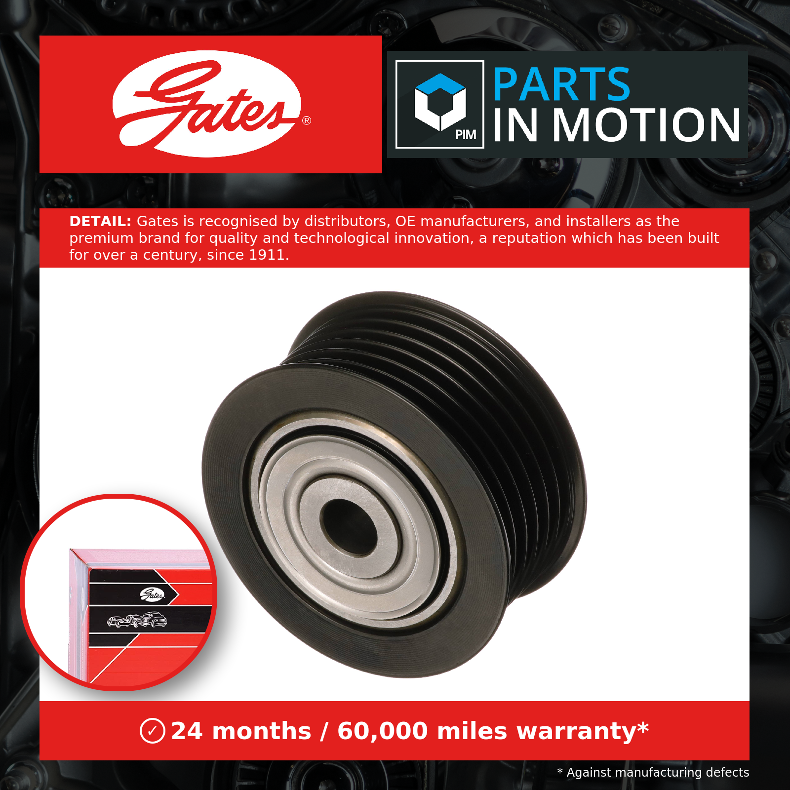 Aux Belt Idler Pulley T36794 Gates Guide Deflection 16099587 1609958780 Quality