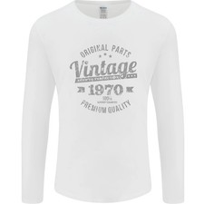 Camiseta Manga Larga Hombre 55º Cumpleaños 1970 Vintage Blanca
