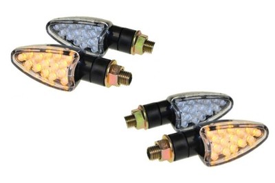 4x LED Mini Indicator Set Leo Black Clear E Number M10 for Motorcycle KTM Triumph