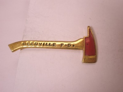NEEDVILLE F.D. Fireman's Axe Vintage Tie Bar Clip firefighter tools tx texas