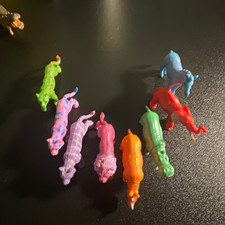 Lot of 8 Multicolor Plastic Mini Animal Figurines - Cats Elephant