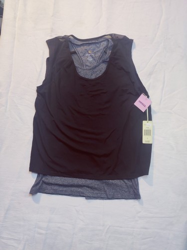 Tangerine Women's Layered Yoga Workout Tank Top Black / Gray Size Small - Picture 4 of 6