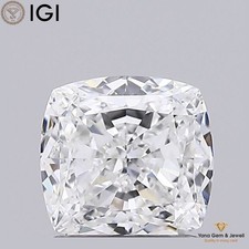 E Color VVS2 Clarity CVD Lab Grown Diamond 1.00 Carat IGI Certified Cushion Cut