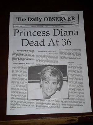 Princess Diana Death Story Newspaper Antigua 1997 Royal Family England