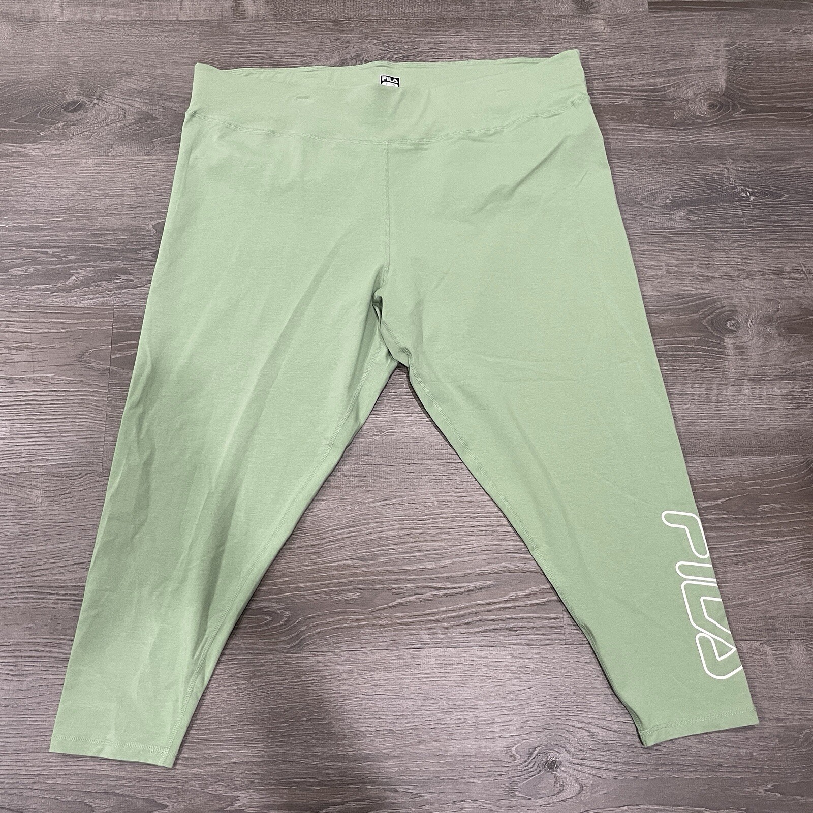 Leggings donna Fila puntone vita media logo 7 8 verde taglia 4X