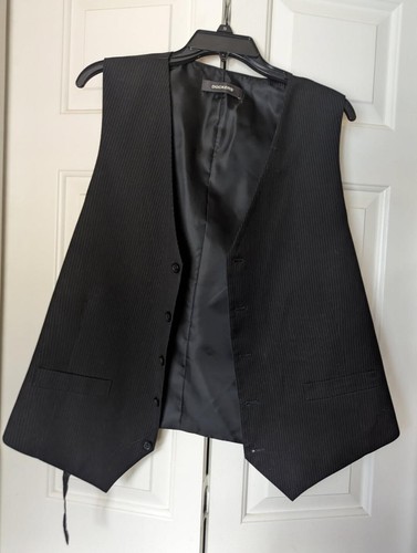 Men's Formal Pin Stripe Suit Vest 5 Buttons Two Pockets with Satin Back - XL - Picture 4 of 5