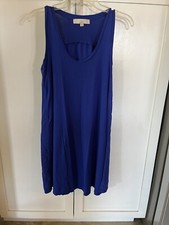Ann Taylor Loft Blue Aline Seamed Stretch Tank Dress Small S Excellent