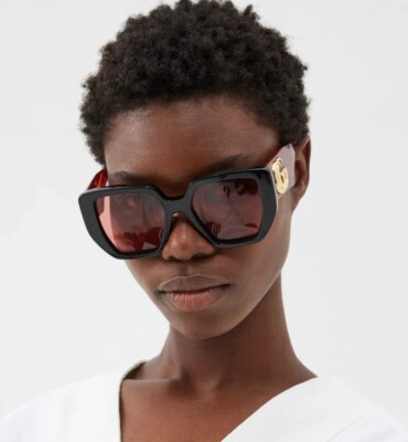 Gucci Men Sunglasses Black Havana Orange Cat Eye GG0956S 009 