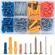 360 Drywall Anchors and Screws Kit, Wall Plugs and Fixings for Wood and Plaster