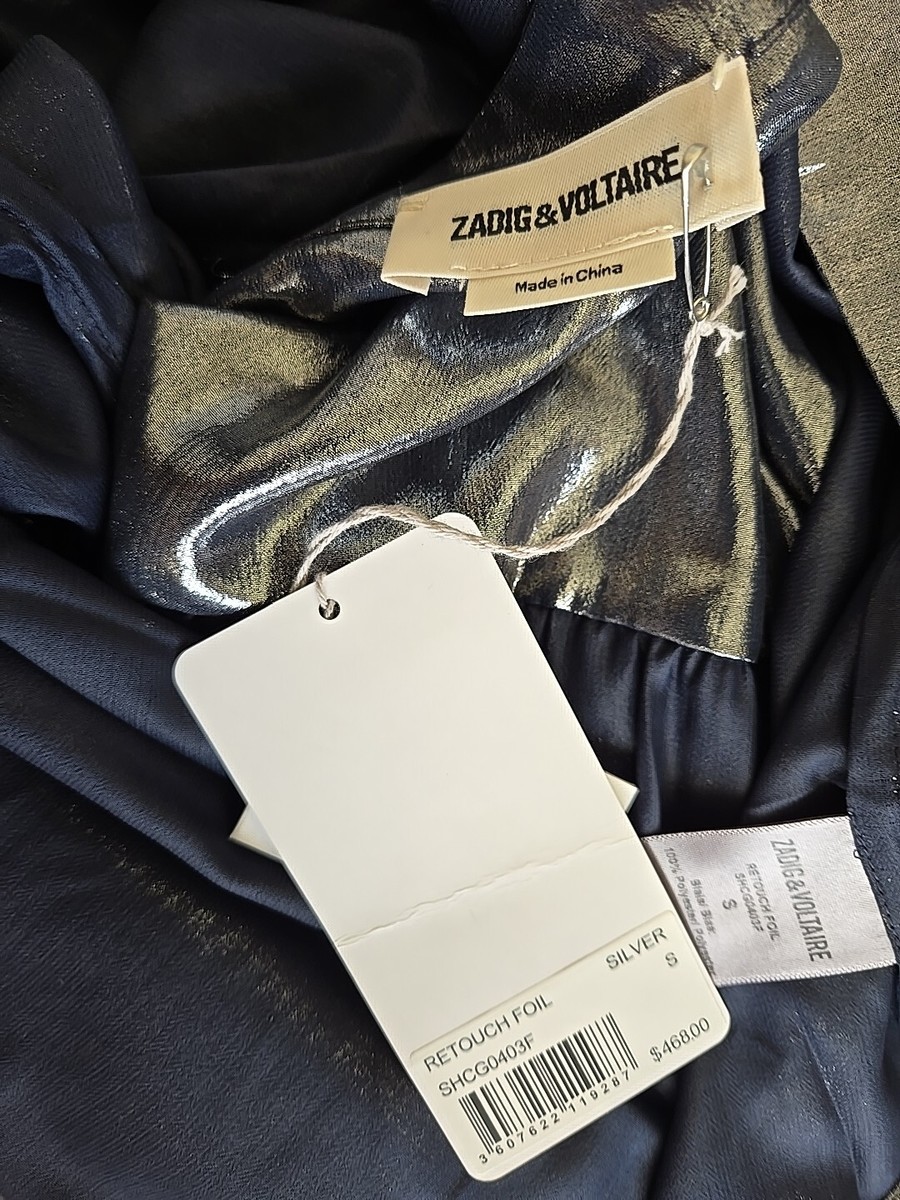 ✨美品✨ ZADIG&VOLTAIRE カウレザー ダブルライダース 星刺繍 黒 2023 Zadig & Voltaire Ristyz Jac Stars Dress Silk Black Size