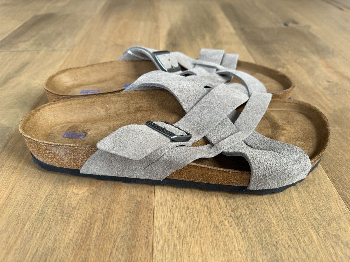 Birkenstock Lugano Taupe Suede Leather Soft Footbed Men display picture 1