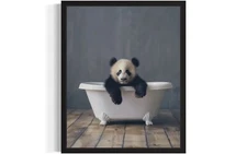 Panda Animal Bathtub Art Print Poster Wall Art Painting