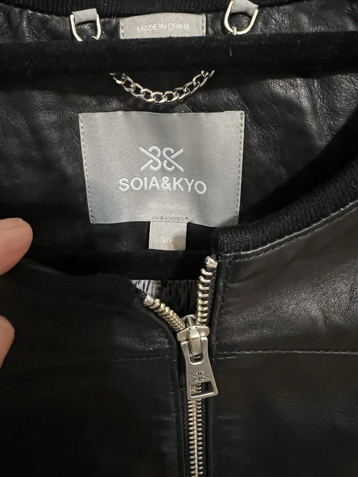 Chaqueta Sianne Soia & Kyo 100 % cuero de cordero genuino N110-17 S/P negra Foto 2 de 4