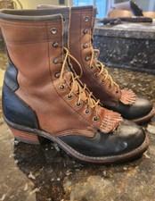 Women's Leather Packer Boots Unbranded Black Brown Size 7.5m Excellent
