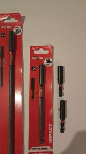 Milwaukee Magnetic Bit Holders 60mm 152mm & 305mm Shockwave Impact Duty 4 pieces - Picture 3 of 5
