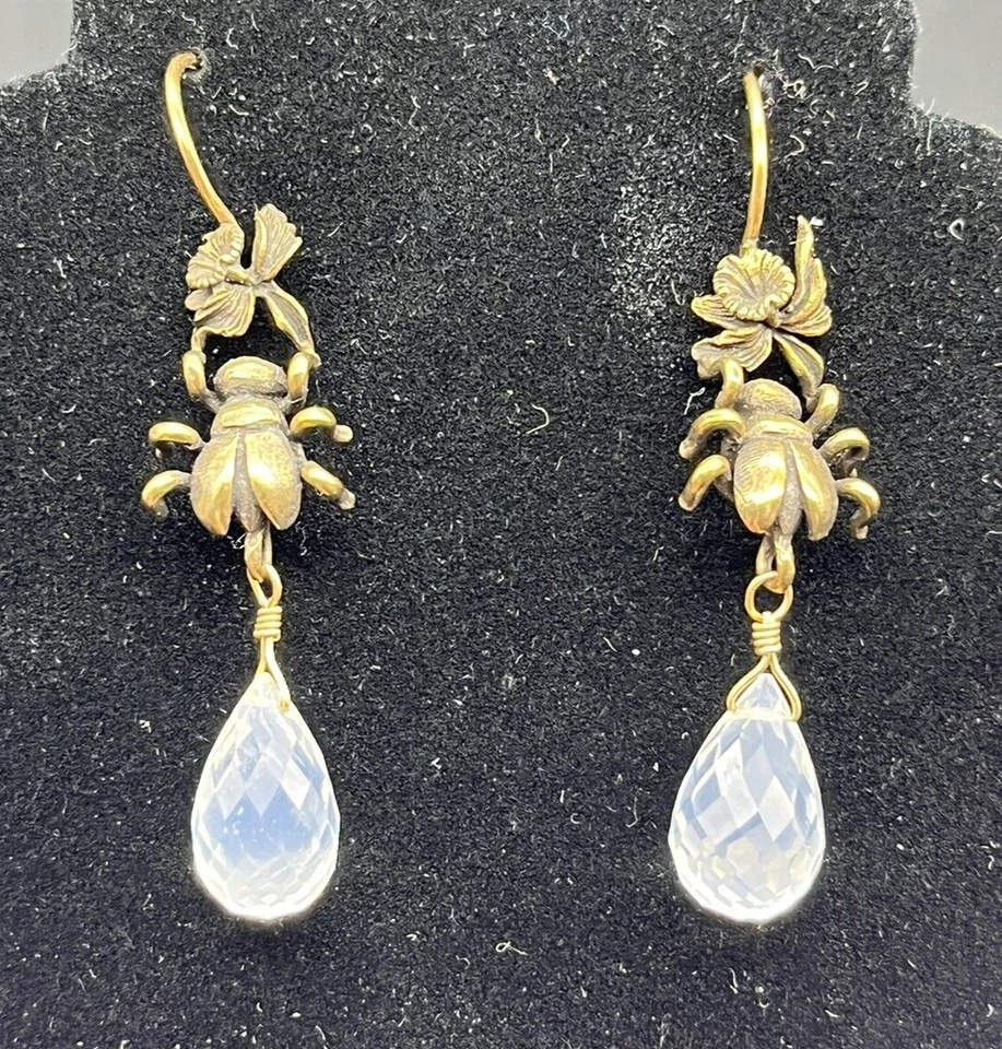 Pendientes Escarabajo Jardín Victoriano Extasia con Cristal Transparente Facetado Nuevos sin Etiquetas Foto 4 de 4