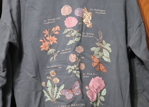Abercrombie Kids Sweatshirt Top Blue Pullover Girls Flowers Youth Size 9/10 - Picture 2 of 7