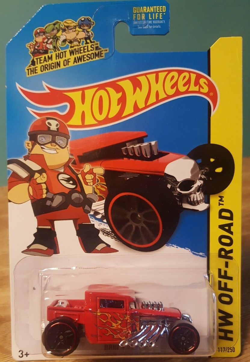 Hot Wheels Bone Shaker Red with Flames 1:64 Scale New HW Off Road