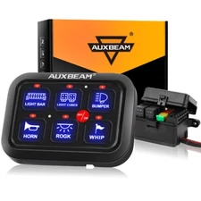 AUXBEAM 12V 6 Gang On-off LED Switch Control Panel Relay Control Box Kit Blue