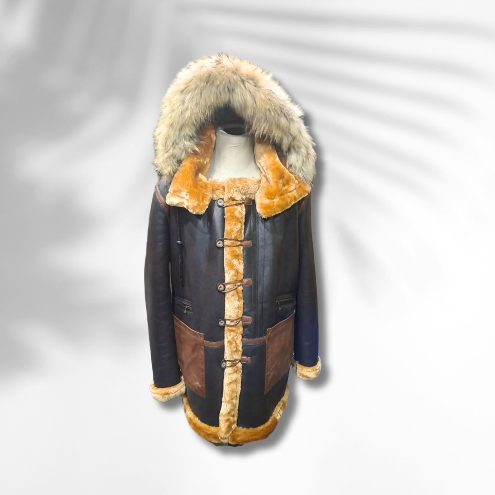 ALTRA Giubbotto Uomo Vera Pelle Bomber B7 Marrone Vintage Aviatore Fodera Shearling