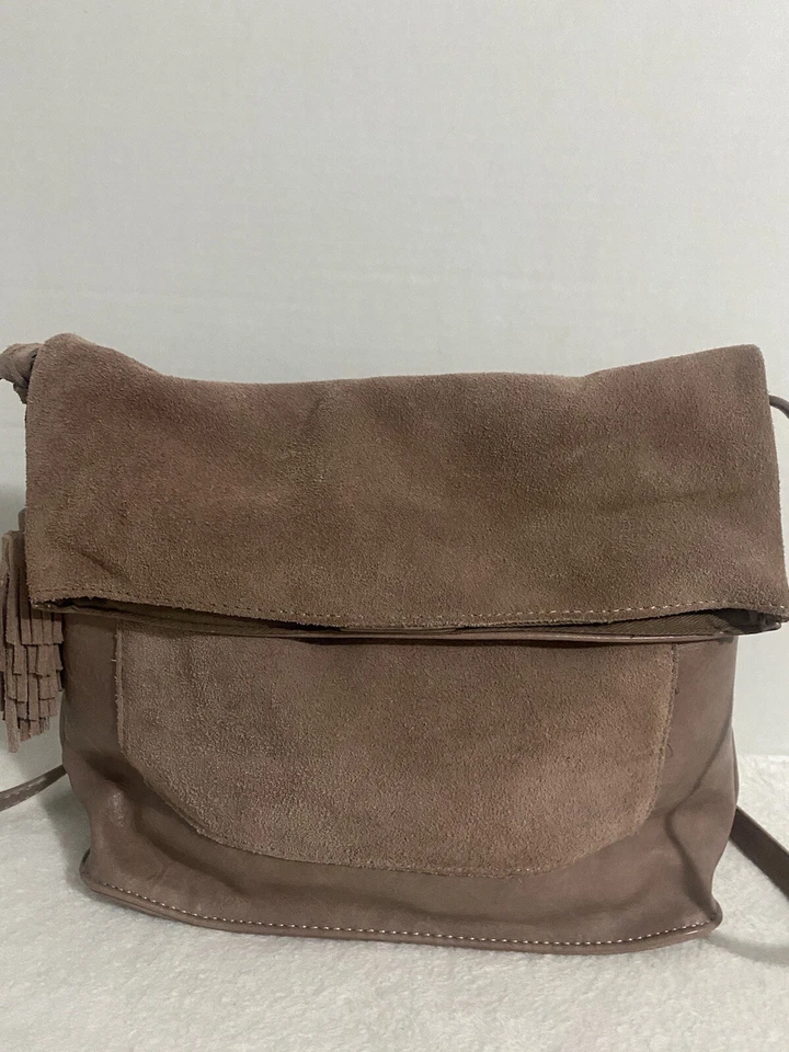 Anthropologie Crossbody Bag Genuine Suede And Vegan Leather Boho Fringe - Image 4 of 4