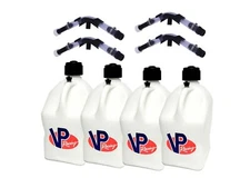 VP Racing 4 Pack White Square 5 Gallon Fuel Jugs+Hose, Hose Bender