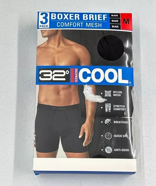 32 DEGREES Men's 4 Pack Cool Active Boxer Brief, Anti-Odor, Quick Drying