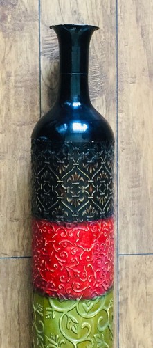 Tall Metal Large Floor Vase/Home Decor Design(34"HX6.25"D)BLACK/RED/ORANGE/GREEN - Picture 10 of 12
